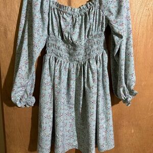 Lush Floral Midi Dress in Light Blue